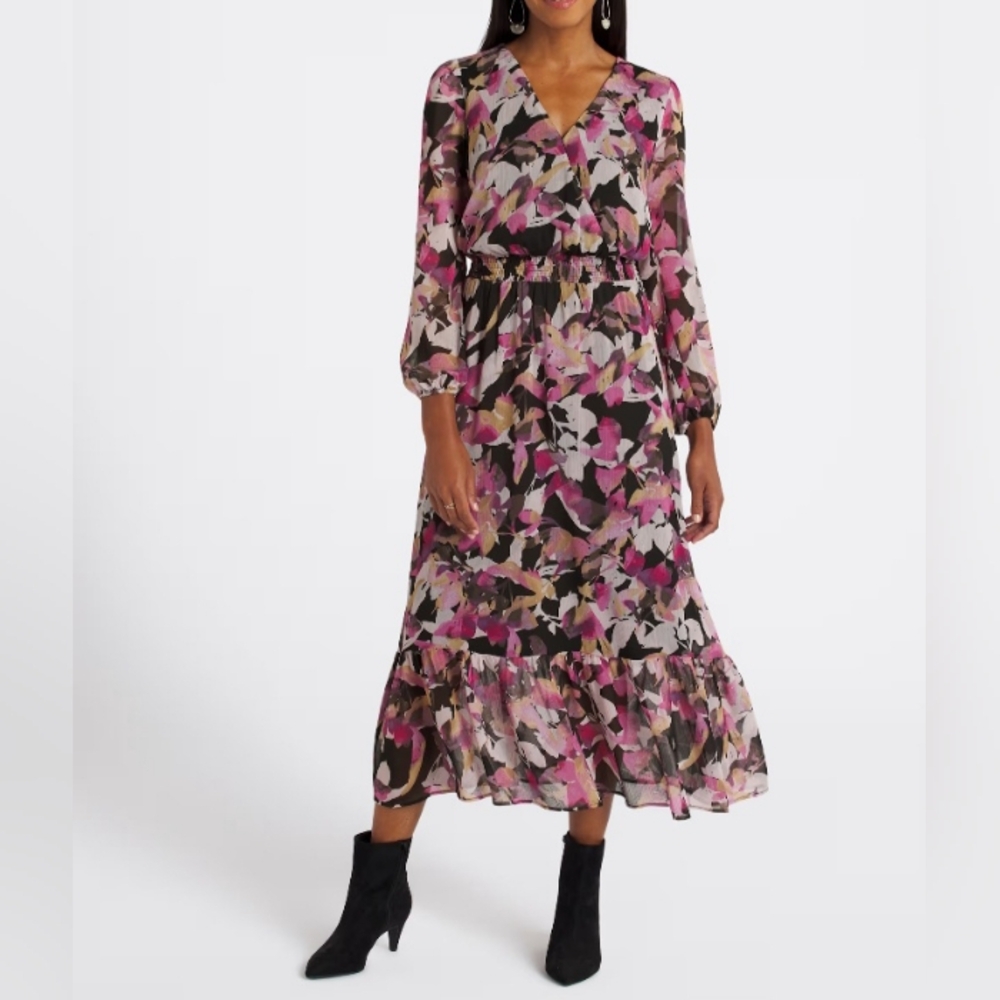 Nine Britton Ginger Floral Long Sleeve Maxi Dress - Pink and Black